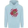 Torn Morocco Flag Moroccan Day Football Mens 80% Cotton Hoodie Light Blue