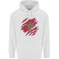 Torn Morocco Flag Moroccan Day Football Mens 80% Cotton Hoodie White