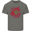 Torn Morocco Flag Moroccan Day Football Mens Cotton T-Shirt Tee Top Charcoal