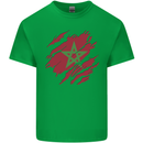 Torn Morocco Flag Moroccan Day Football Mens Cotton T-Shirt Tee Top Irish Green