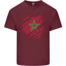 Torn Morocco Flag Moroccan Day Football Mens Cotton T-Shirt Tee Top Maroon