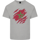 Torn Morocco Flag Moroccan Day Football Mens Cotton T-Shirt Tee Top Sports Grey