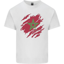 Torn Morocco Flag Moroccan Day Football Mens Cotton T-Shirt Tee Top White