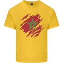 Torn Morocco Flag Moroccan Day Football Mens Cotton T-Shirt Tee Top Yellow