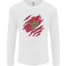 Torn Morocco Flag Moroccan Day Football Mens Long Sleeve T-Shirt White