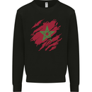 Torn Morocco Flag Moroccan Day Football Mens Sweatshirt Jumper Black