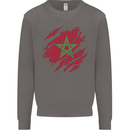 Torn Morocco Flag Moroccan Day Football Mens Sweatshirt Jumper Charcoal