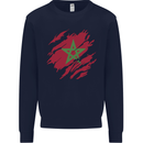 Torn Morocco Flag Moroccan Day Football Mens Sweatshirt Jumper Navy Blue