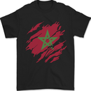 Torn Morocco Flag Moroccan Day Football Mens T-Shirt 100% Cotton Black
