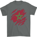 Torn Morocco Flag Moroccan Day Football Mens T-Shirt 100% Cotton Charcoal
