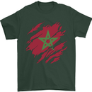 Torn Morocco Flag Moroccan Day Football Mens T-Shirt 100% Cotton Forest Green