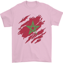 Torn Morocco Flag Moroccan Day Football Mens T-Shirt 100% Cotton Light Pink