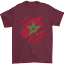 Torn Morocco Flag Moroccan Day Football Mens T-Shirt 100% Cotton Maroon