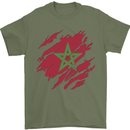 Torn Morocco Flag Moroccan Day Football Mens T-Shirt 100% Cotton Military Green