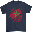 Torn Morocco Flag Moroccan Day Football Mens T-Shirt 100% Cotton Navy Blue