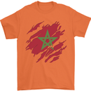 Torn Morocco Flag Moroccan Day Football Mens T-Shirt 100% Cotton Orange