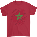 Torn Morocco Flag Moroccan Day Football Mens T-Shirt 100% Cotton Red