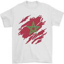 Torn Morocco Flag Moroccan Day Football Mens T-Shirt 100% Cotton White