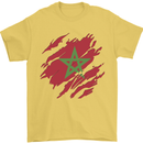 Torn Morocco Flag Moroccan Day Football Mens T-Shirt 100% Cotton Yellow