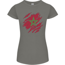 Torn Morocco Flag Moroccan Day Football Womens Petite Cut T-Shirt Charcoal