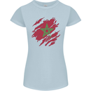 Torn Morocco Flag Moroccan Day Football Womens Petite Cut T-Shirt Light Blue