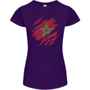 Torn Morocco Flag Moroccan Day Football Womens Petite Cut T-Shirt Purple