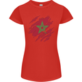 Torn Morocco Flag Moroccan Day Football Womens Petite Cut T-Shirt Red