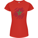 Torn Morocco Flag Moroccan Day Football Womens Petite Cut T-Shirt Red