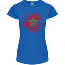 Torn Morocco Flag Moroccan Day Football Womens Petite Cut T-Shirt Royal Blue