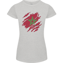 Torn Morocco Flag Moroccan Day Football Womens Petite Cut T-Shirt Sports Grey