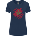 Torn Morocco Flag Moroccan Day Football Womens Wider Cut T-Shirt Navy Blue