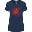 Torn Morocco Flag Moroccan Day Football Womens Wider Cut T-Shirt Navy Blue