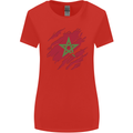 Torn Morocco Flag Moroccan Day Football Womens Wider Cut T-Shirt Red