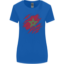 Torn Morocco Flag Moroccan Day Football Womens Wider Cut T-Shirt Royal Blue