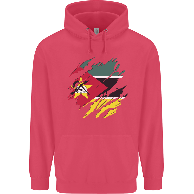 Torn Mozambique Flag Mozambican Day Football Childrens Kids Hoodie Heliconia