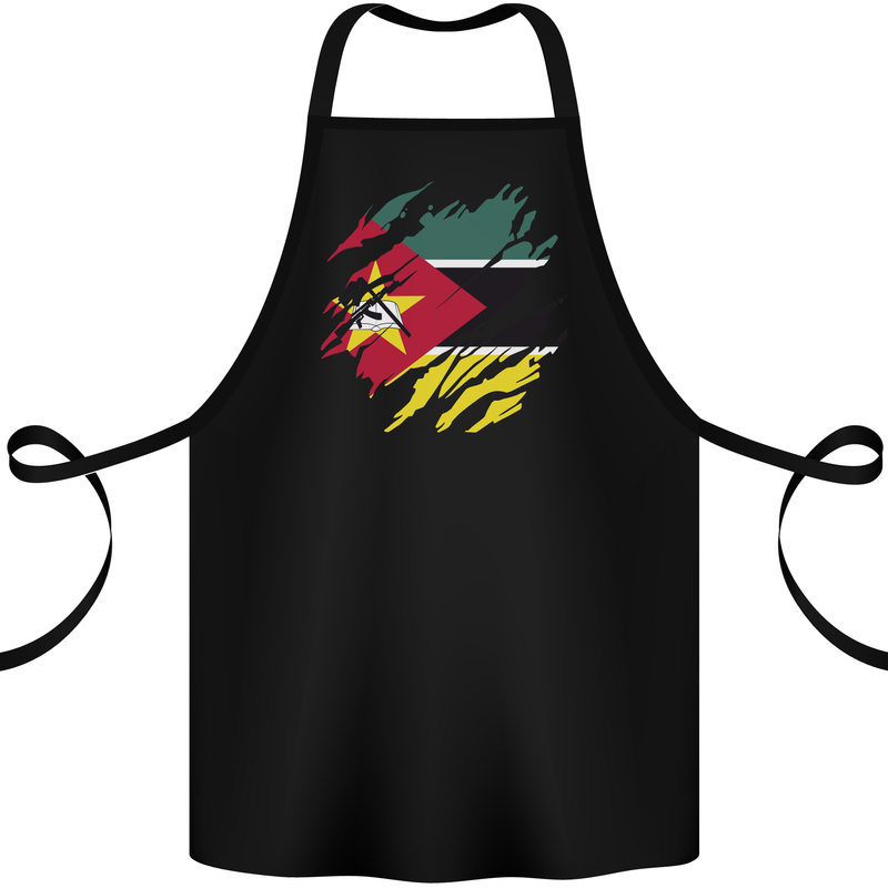 Torn Mozambique Flag Mozambican Day Football Cotton Apron 100% Organic Black