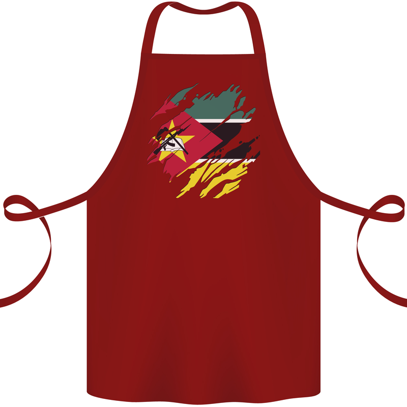 Torn Mozambique Flag Mozambican Day Football Cotton Apron 100% Organic Maroon