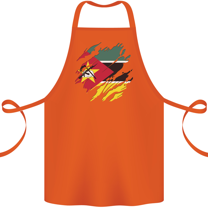 Torn Mozambique Flag Mozambican Day Football Cotton Apron 100% Organic Orange