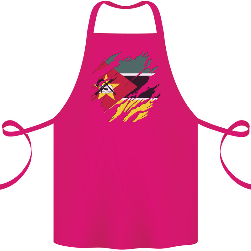 Torn Mozambique Flag Mozambican Day Football Cotton Apron 100% Organic Pink
