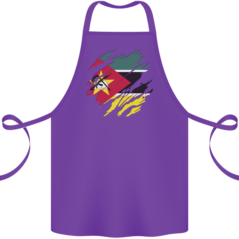 Torn Mozambique Flag Mozambican Day Football Cotton Apron 100% Organic Purple
