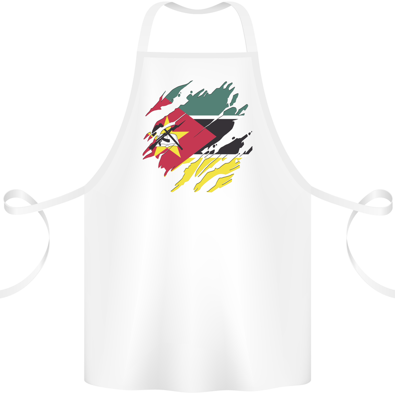 Torn Mozambique Flag Mozambican Day Football Cotton Apron 100% Organic White