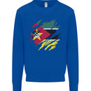 Torn Mozambique Flag Mozambican Day Football Kids Sweatshirt Jumper Royal Blue
