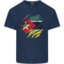 Torn Mozambique Flag Mozambican Day Football Kids T-Shirt Childrens Navy Blue