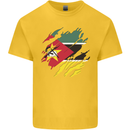 Torn Mozambique Flag Mozambican Day Football Kids T-Shirt Childrens Yellow