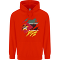Torn Mozambique Flag Mozambican Day Football Mens 80% Cotton Hoodie Bright Red