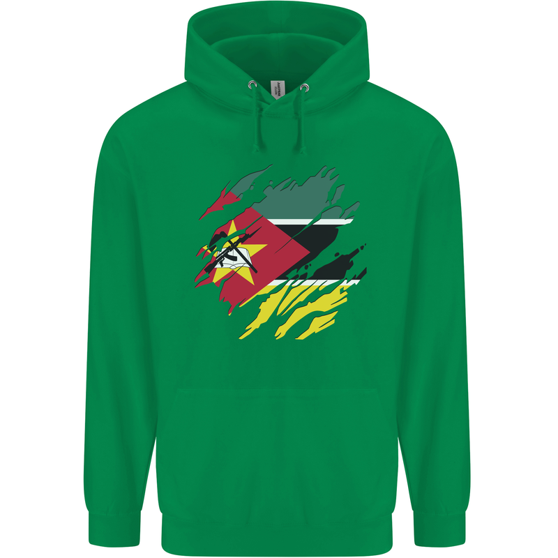 Torn Mozambique Flag Mozambican Day Football Mens 80% Cotton Hoodie Irish Green