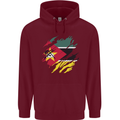 Torn Mozambique Flag Mozambican Day Football Mens 80% Cotton Hoodie Maroon