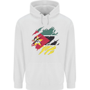 Torn Mozambique Flag Mozambican Day Football Mens 80% Cotton Hoodie White