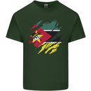 Torn Mozambique Flag Mozambican Day Football Mens Cotton T-Shirt Tee Top Forest Green
