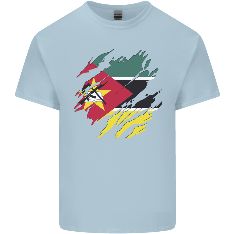 Torn Mozambique Flag Mozambican Day Football Mens Cotton T-Shirt Tee Top Light Blue